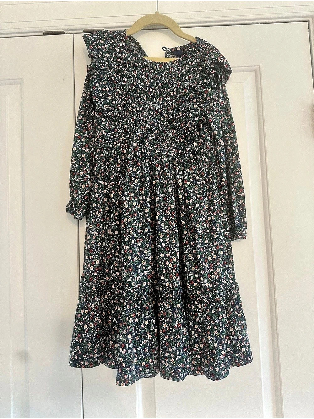Polo Ralph Lauren Girls Floral Smocked Cotton Jersey Dress Blue & Green Large